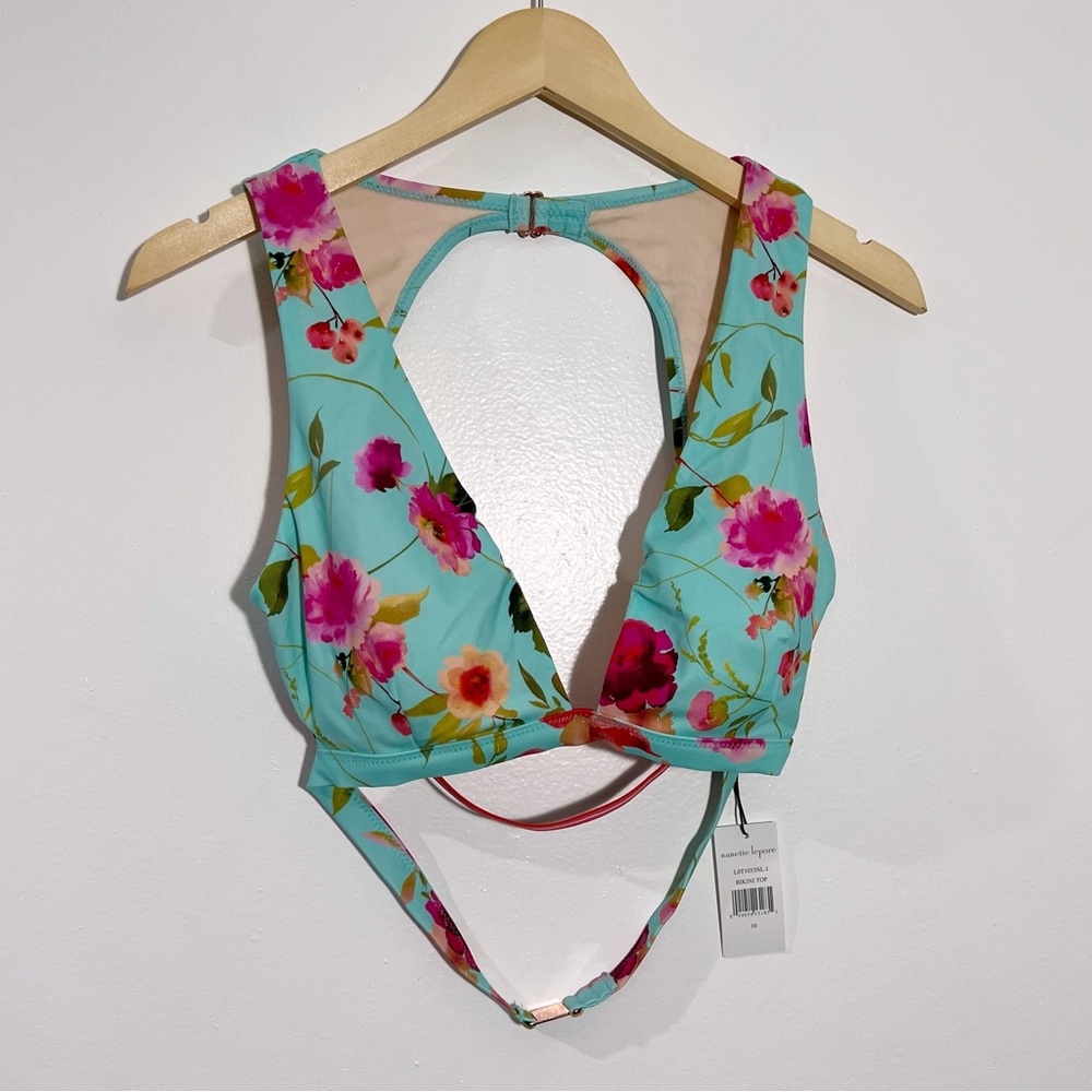 Nanette Lepore Floral Bikini Top Size 10 - Picture 3 of 12